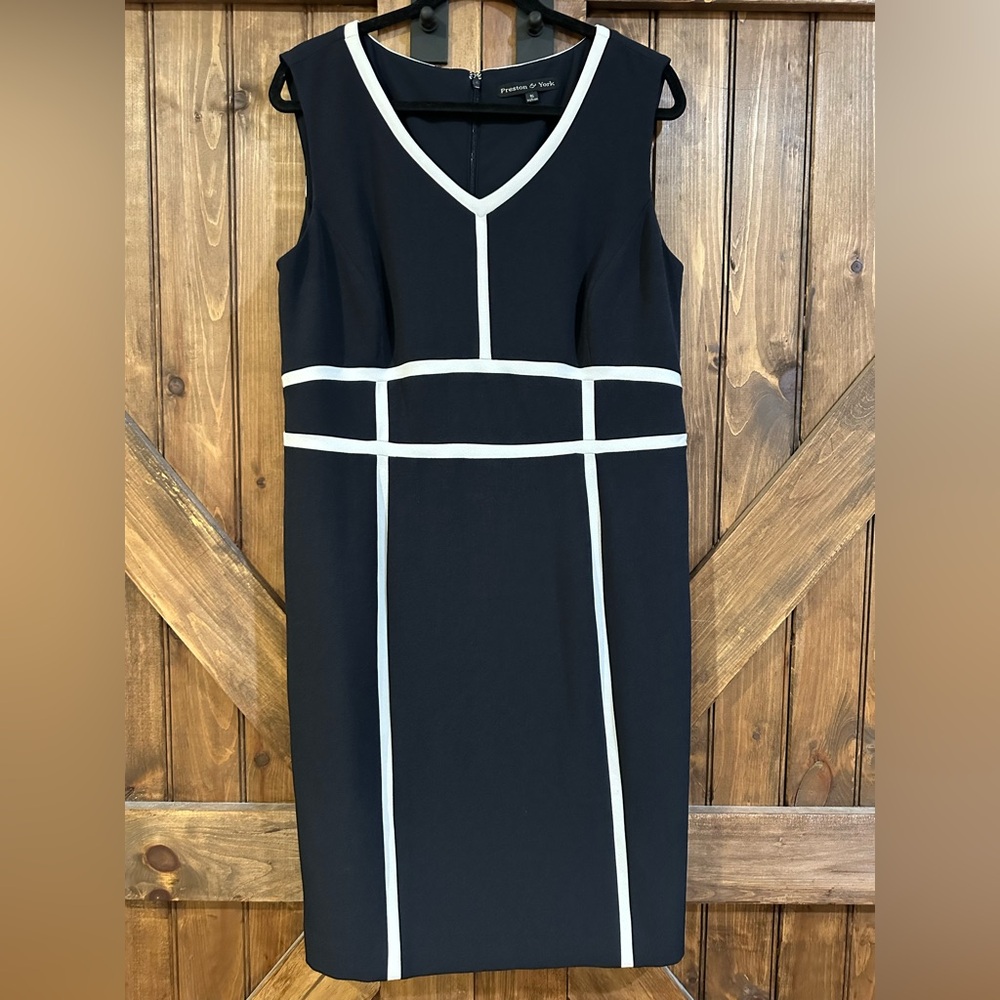 Elegant Navy Blue and White Dress